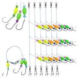 DAMIDEL 6Pcs Pompano Fishing Rigs Ready Kit 3 in 1 Float Rigs with Triple 3/0 Circle Hook for Surf Fishing 12/0 Fishing line / 50in length/50lbTension in freshwater and Saltwater
