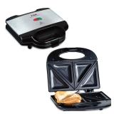 T-fal Compact Sandwich Maker, Stainless Steel, Easy to Clean, Indicator Lights, Cool Touch Handle, Grilled Cheese, Panini, 625 Watts, Black