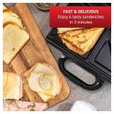 T-fal Compact Sandwich Maker, Stainless Steel, Easy to Clean, Indicator Lights, Cool Touch Handle, Grilled Cheese, Panini, 625 Watts, Black