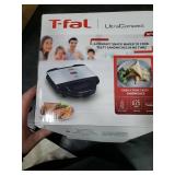 T-fal Compact Sandwich Maker, Stainless Steel, Easy to Clean, Indicator Lights, Cool Touch Handle, Grilled Cheese, Panini, 625 Watts, Black