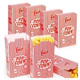Dualshine 200 Pack Popcorn Boxes,1.25 oz Paper Popcorn Containers,Red and White Striped Close-Top Cardboard Pop Corners Bags Individual Servings for Theater Night Movie,Party,Christmas