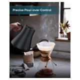 INTASTING Gooseneck Electric Kettle with ±1 Temperature Control for Pour Over Coffee & Tea, Quick Heating, BPA-Free Stainless Steel, Built-in Brew Timer, 1500W/0.9L (Ebony Black)