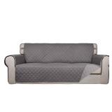 PureFit Reversible Quilted Sofa Cover, Water Resistant Slipcover Furniture Protector, Washable Couch Cover with Non Slip and Elastic Straps for Kids, Dogs, Pets (Sofa, Gray/Light Gray)