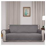 PureFit Reversible Quilted Sofa Cover, Water Resistant Slipcover Furniture Protector, Washable Couch Cover with Non Slip and Elastic Straps for Kids, Dogs, Pets (Sofa, Gray/Light Gray)