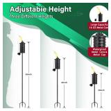 SNOGSWOG Citronella Torches for Outside Set of 4, 16 Oz Outdoor Garden Torches with 3-Prong Grounded Stake, 59 Inch Metal Torch for Garden Decor, Outside Torches for Backyard, Garden, Patio