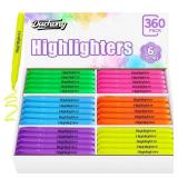 Duchong 360 Highlighters Bulk, Highlighters Assorted Colors for Adult Kids, Chisel Tip Dry-Quickly No Bleed Highlighter, Office Classroom Must Have, School Supplies for Teachers