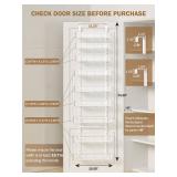 Delamu 9-Tier Over the Door Pantry Organizer with Acrylic Panel, Pantry Organization and Storage, White Hanging Basket Wall Spice Rack Seasoning Shelves, Home Kitchen Bedroom Bathroom House Essentials