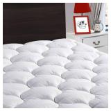 LEISURE TOWN Queen Mattress Pad Fitted Quilted Cotton Mattress Cover Cooling Soft Pillow Top Mattress Topper with Down Alternative Filling Mattress Protector with 8-21 Deep Pocket (60x80 White)