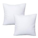 OKBA Throw Pillows Insert Set of 2, with 100% Cotton Cover, Bed and Couch - Indoor Hotel Decorative Pillows, 16x16 in White Pillows Inserts