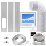Portable AC Window Kit with 5.1in Exhaust Hose for Sliding Window, Adjustable Air Conditioner Window Vent Kit for Ducting AC Seal Panel for Horizontal & Vertical Window.