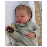 SCOM Reborn Baby Dolls - 18 Inch Sleeping Lifelike Silicone Realistic Baby Doll Real Life Newborn Baby Dolls with Soft Weighted Body Cute Baby Doll Gift Accessories for 3+ Year Old Girls Boys Kids