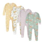 Gerber Baby Girls 4-pack Footed Pajamas And Toddler Sleepers, Roses And Fox, 2T US