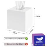 PITBVO Acrylic Tissue Box Cover, White Square Tissue Box Holder, Facial Napkin Dispenser for Bathroom Kitchen Bedroom Office Hotel Use