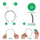 Cheerin Green Alien Headband and Glasses - Martian Antenna Headband - Glitter Ball Head Boppers - Space Theme Costume - Alien Costume Accessories
