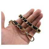 HAHIYO Metal Plus Synthetic Leather Purse Chain Strap Length 23.6 Inch Gold Black for Shoulder Cross Body Sling Purse Handbag Clutch Replacement Comfortable 0.47 Inch Wide 5mm Extra Thick 1 Pack