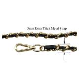HAHIYO Metal Plus Synthetic Leather Purse Chain Strap Length 23.6 Inch Gold Black for Shoulder Cross Body Sling Purse Handbag Clutch Replacement Comfortable 0.47 Inch Wide 5mm Extra Thick 1 Pack