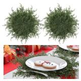 6 Pcs Christmas Pine Placemats 20 Inch Artificial Greenery Placemats Round Cedar Branch Place Mat Dining Table Mats for Xmas Party Decorations Holiday