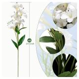 OBDXZHC 6PCS White Artificial Lily Flowers with 30 Head Vintage Silk Lilles Bouquet Fake Lillies Floral Arrangement for Home Decor Indoor Wedding Party Decor (White)