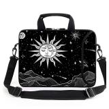 AMARY 13 13.3 laptop sleeve chromebook case adjustable shoulder strap with handle accessory pocket (Sun Moon)