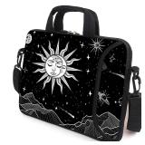 AMARY 13 13.3 laptop sleeve chromebook case adjustable shoulder strap with handle accessory pocket (Sun Moon)