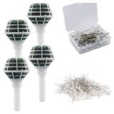 Arlai Box of 4 Bride Wedding Flower Bouquet Holder Foam Floral Handle Bouquet Holder Large for Bride Faux Flowers, Handheld Flowers Decoration with 100 Pieces Flower Bouquet Pins