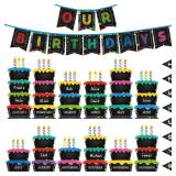Fuyoooo 127 Pcs Birthday Graph Bulletin Board Set Colorful Happy Birthday Bulletin Board Decorations Classroom Chart Calendar Cutout(Chalkboard)