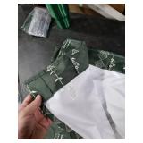 Bathroom Curtains Window,Dark Leaf Green Boho Floral Privacy Opaque Spring Kitchen Curtains 45 Inch Length