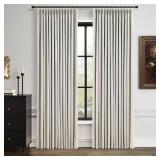Pinch Pleated Blackout Curtains for Bedroom 2 Panel Sets Neutral Farmhouse Cream Natural Linen Black Out Drapes 84 Inches Long Thermal Insulated Light Blocking Room Darkening Pleat Window Curtains