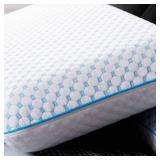 WEEKENDER Ventilated Gel Memory Foam Pillow with Reversible Cooling Cover Two-Sided for All-Season Comfort Washable Cover - Dorm Room Essentials - Standard,White