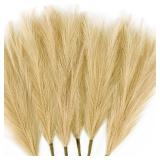 Tender Epoch 6 PCS Faux Pampas Grass Arrangement - 18/45cm Artificial Fluffy Pompous Grass Stems for Boho Chic Home and Wedding Decor (Khaki)