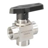 3 Way Ball Valve 1/2 NPT Reduce port 7mm Stainless Steel L Port NPT Instrument Fitting (1/2)