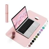 YSAGi Non-Slip Leather Desk Pad, Waterproof Laptop Computer Desk Keyboard Mat, Table Protector Blotter Mat, Large Mouse Pad for Office/Work/Home/Decor(Pink, 23.6 x 13.7)