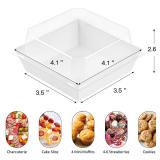 ZORRITA 50 Pack Small Paper Charcuterie Boxes with Clear Lids, 4x4 Inch Mini Cake Slice Boxes To Go Bakery Containers for Individual Desserts, Cookies, Strawberries, Treats (White)
