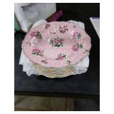 BTaT- Porcelain Floral Plates Set of 8, 8 Inch, Assorted Pastel Colors with Golden Rim, Floral Dessert Plates, Spring Dinnerware, Dishwasher & Freezer Safe