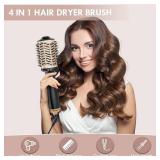 Lopeie Hair Dryer Brush Blow Dryer Brush in One, 4 in 1 Hair Dryer and Styler Volumizer with Oval Barrel, Professional Salon Hot Air Brush for All Hair Types, Gold