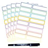 Waterproof Removable Name Labels for Children Colored Border Bottles Labels 320, Write-on Label Colorful Name Tags for Office, School Supplies, Home Storage Containers, Jars