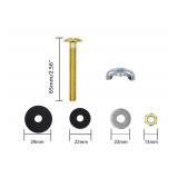 4 Pack Toilet Tank to Bowl Bolt Kit, Brass Plated Heavy Duty Toilet Bolts Rustproof Bolt Stainless Steel Nut Washer with Double Rubber Washers for Toilet Tank Bolts (2.56 inch Bolts)