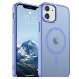 SUPFINE Magnetic for iPhone 12 Mini Case & iPhone 13 Mini Case (Compatible with MagSafe) (Military Grade Drop Protection) Slim Translucent Matte Shockproof Phone Cover,Blue Purple