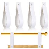 Vercraft 4 Pcs Faux Leather Sign Straps for Hanging Sign Faux Leather Curtain Rod Holder Straps Hanger for Engagement Wedding Welcome Event Display Seating Chart Ceremony Frame(White)
