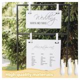 Vercraft 4 Pcs Faux Leather Sign Straps for Hanging Sign Faux Leather Curtain Rod Holder Straps Hanger for Engagement Wedding Welcome Event Display Seating Chart Ceremony Frame(White)