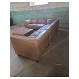 Wallingford 6-pc Modular Leather Sectional with Ottoman - Carmel  - Retail: $4,900