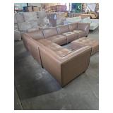 Wallingford 6-pc Modular Leather Sectional with Ottoman - Carmel  - Retail: $4,900