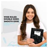 Emraw Composition Notebook Wide Ruled (4 Pack) Hard Cover Marble composition notebook, 100 Sheets, Wide Ruled Composition Notebooks, White Paper Composition books, Black and white composition notebook