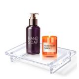Acrylic soap Dish Tray for Bathroom Counter and Kitchen - Waterproof Countertop Organizer for Soap Dish, Vanity, Plants, Candles (1, Large-9 x 5.9 x 1.5 inch)