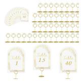 JOYIT 40 Sets Wedding Table Number 1-40 with 40 Pcs Table Number Holders, White Gold Table Number Cards with Place Card Holders, 4 x 6 Table Numbers for Wedding Reception and Birthday