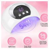 Wisdompark UV LED Nail Lamp, 54W UV Light for Gel Nails with Automatic Sensor/3 Timer Setting Professional Nail Dryer Gel Polish Curing Lamp Nail Art Tools