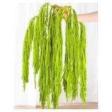 7Pcs Green Dried Amaranthus Hanging Flowers - 100% Natural Dye Neon Green 23 Real Amaranthus , Preserved Dried Flowers for Wedding Arch Decor, Exhibition, Floral Arrangement