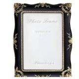 YEPOTUE Black Picture Frame 5x7 Inch, Vintage Picture Frame for Wall or Tabletop Display, Antique Photo Frame with Real Glass & Hook for Home Decor - Mother