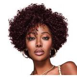 Hairuwear Kim Kimble Aniyah Sassy Coiled Curls Chin-Length Wig, Average Cap, MC4 35SS Sangria