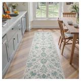 jinchan Runner Rugs 2x5 Vintage-Inspired Floral Design Machine Washable Non-Slip Ultra-Thin Low Pile Rubber Backing Runner Rug for Kitchen Hallway Laundry Room Entryway